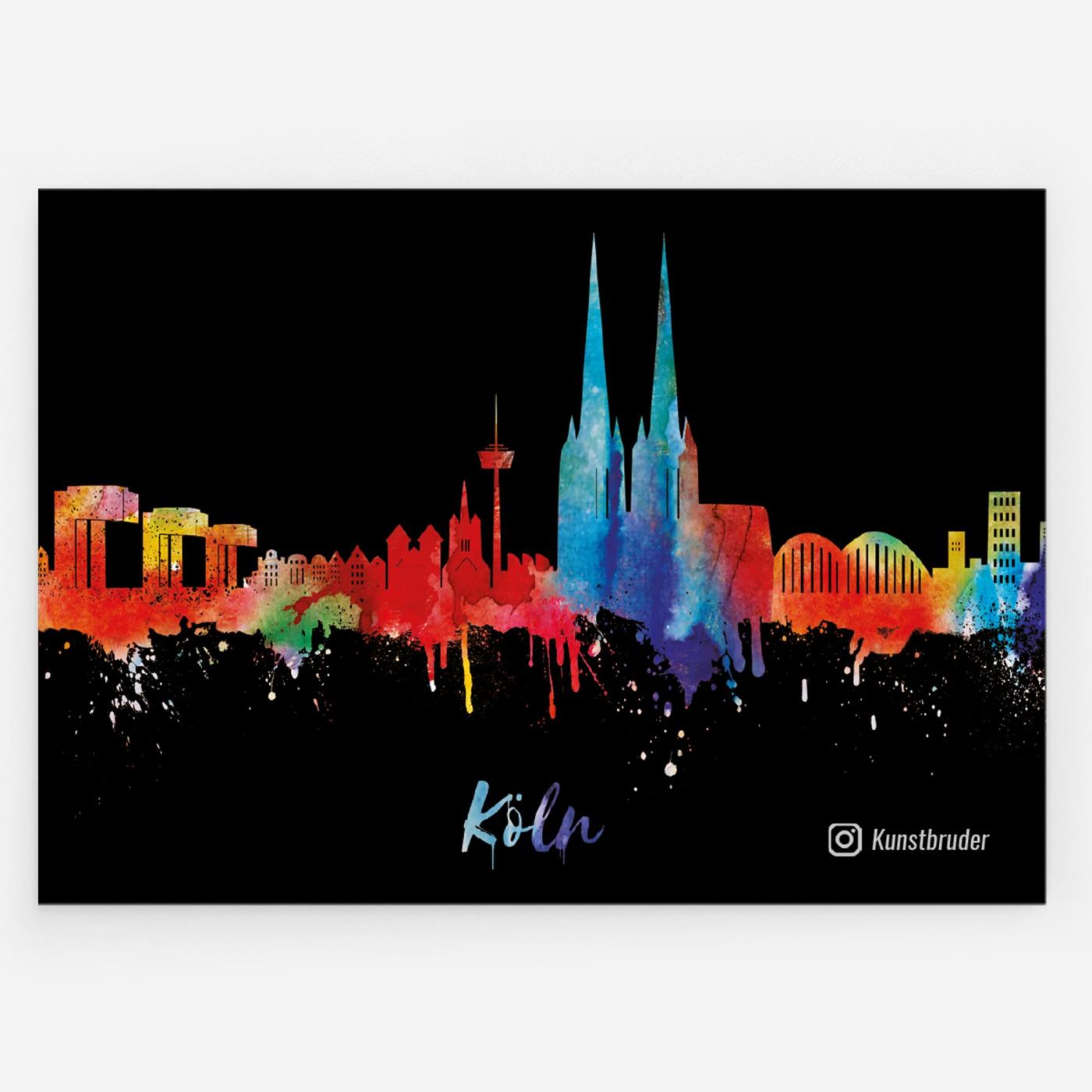 Aufkleber schwarz Skyline neon