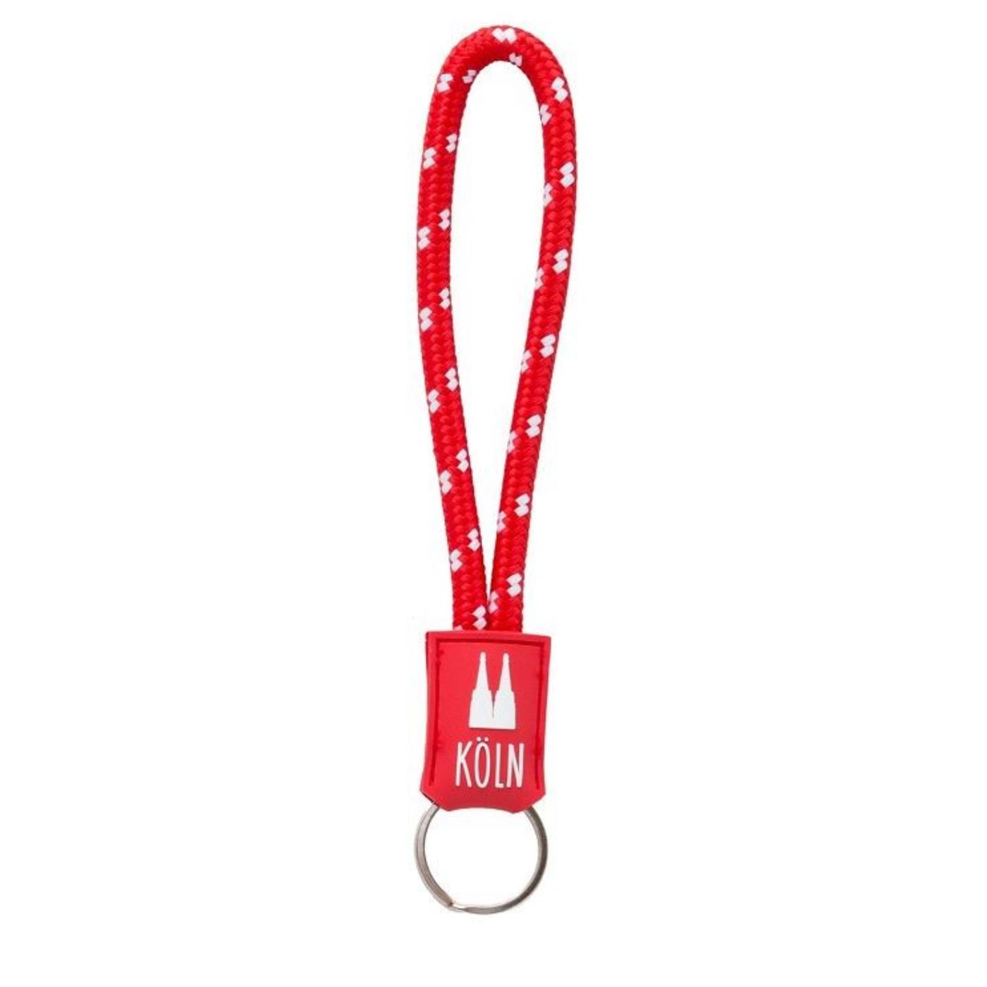 Schlüsselanhänger Kordel rot/weiß