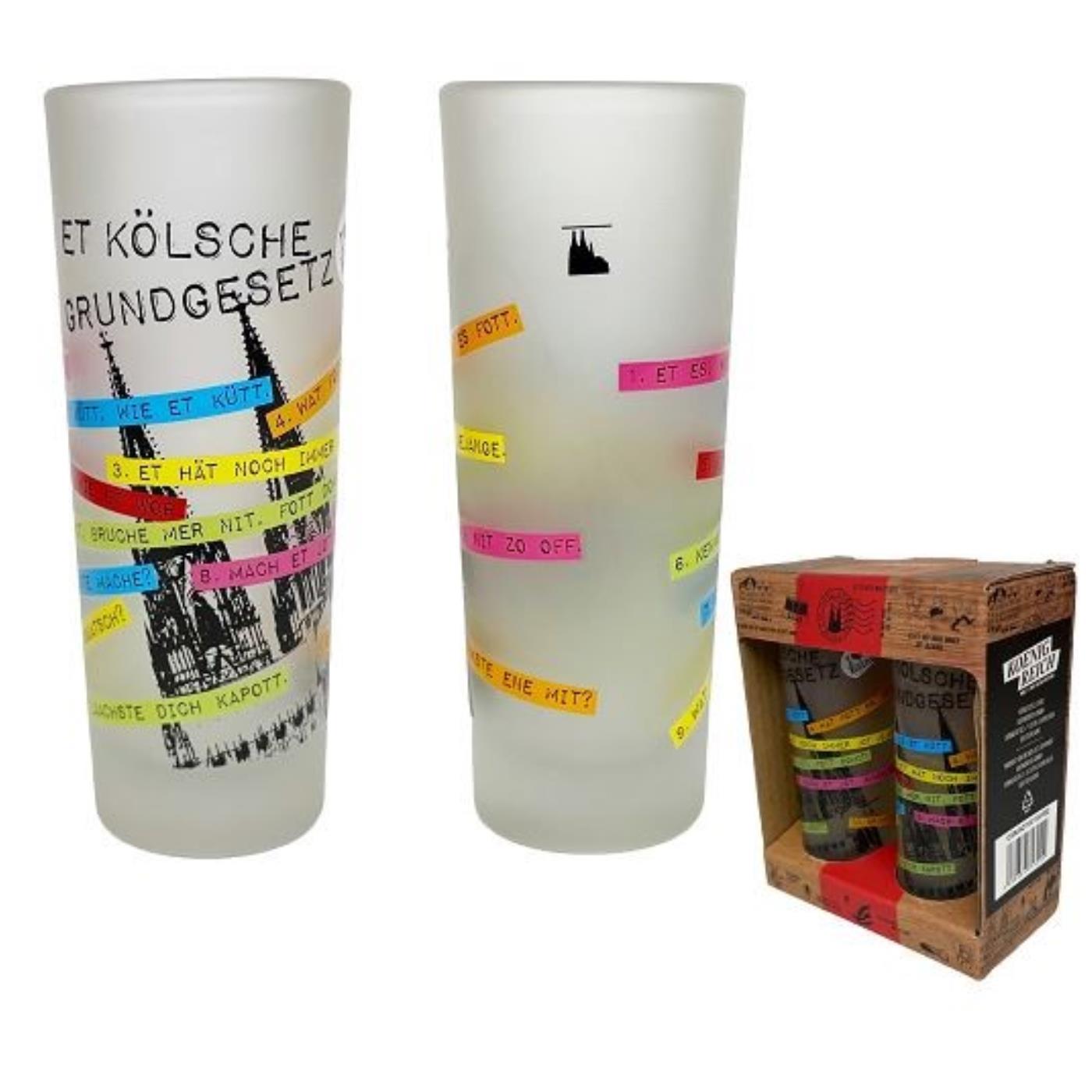 Schnapsglas 2er Set, Grundgesetz bunt