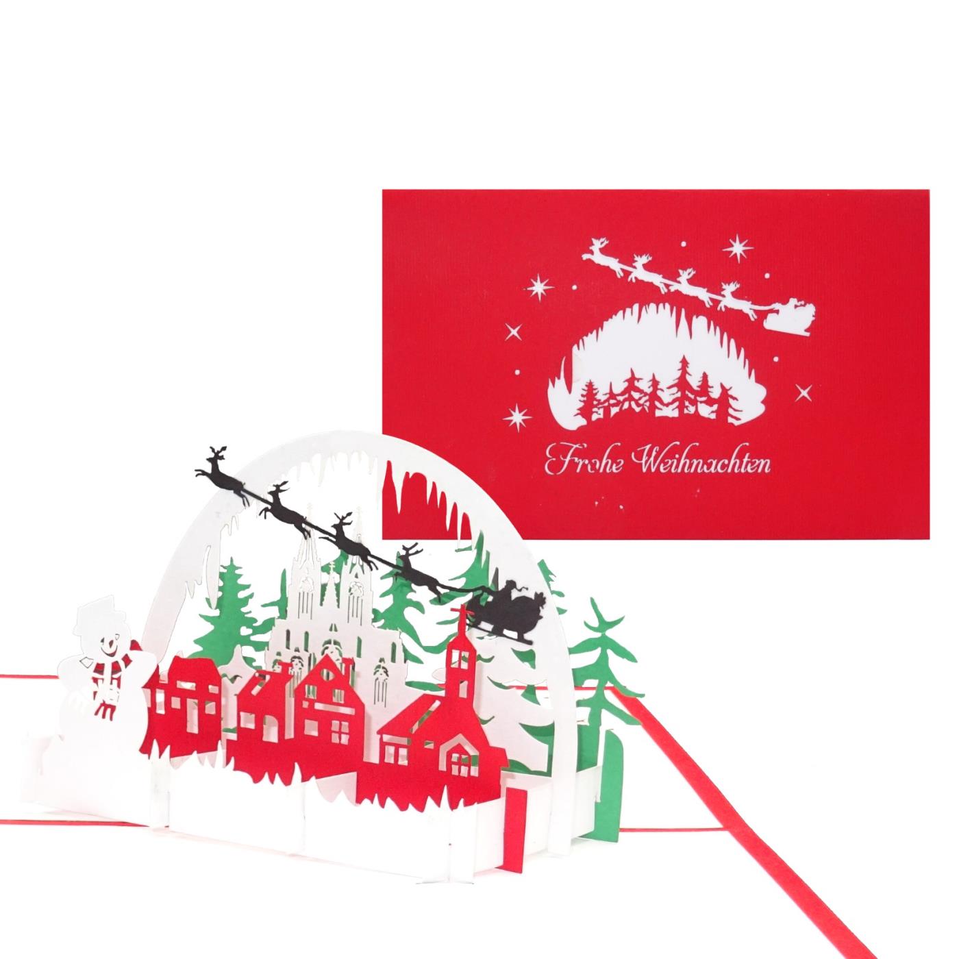 Pop-Up Karte - rot,  Winterlandschaft