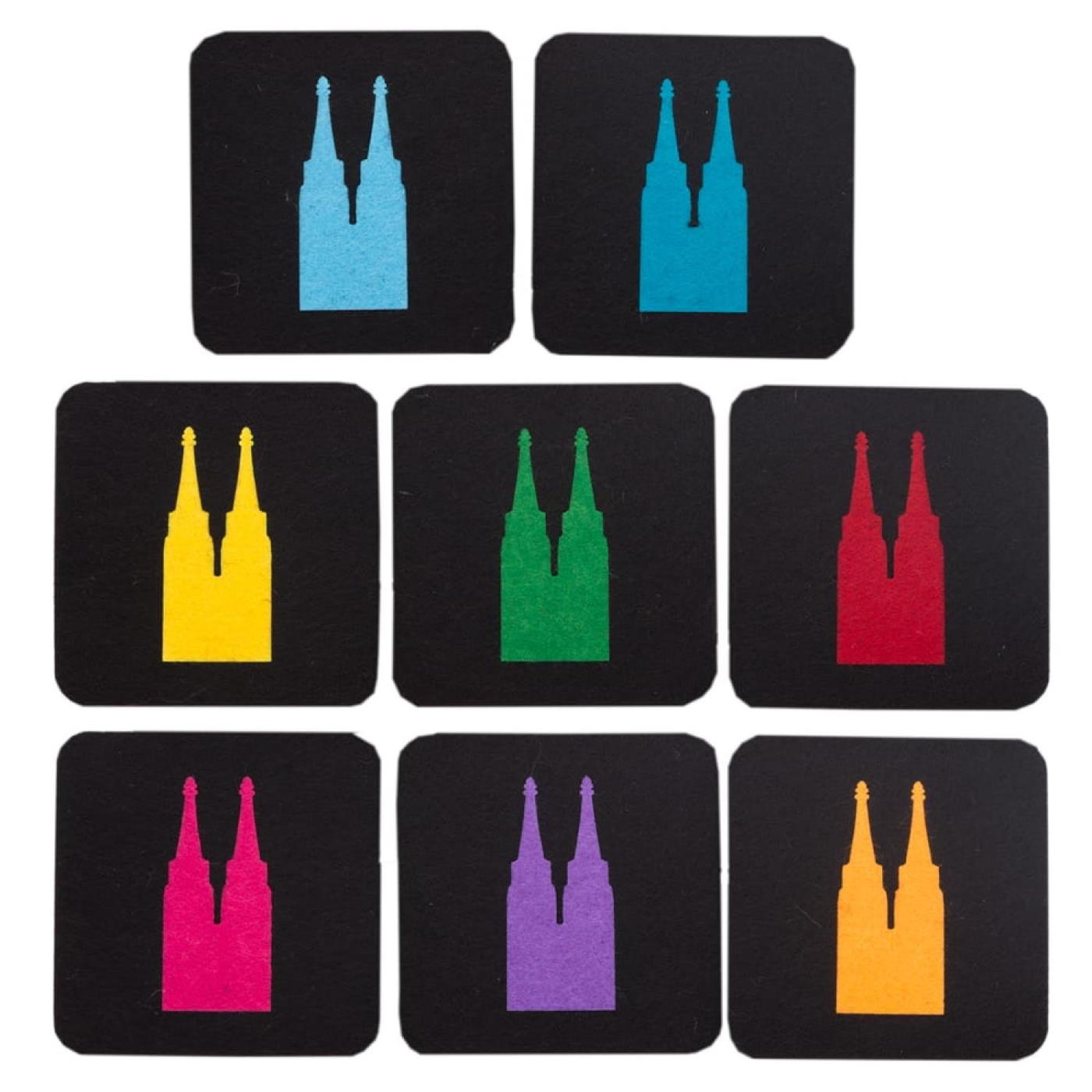 Filz-Glasuntersetzer „bunte Dömchen" - 8er Set