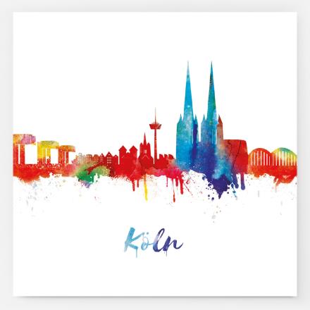 Aufkleber Skyline weiß neon