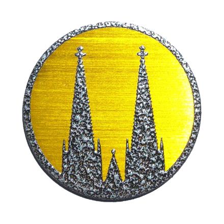 Magnet Kölner Dom rund gold