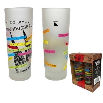 Schnapsglas 2er Set, Grundgesetz bunt