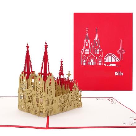 Pop-Up Karte Kölner Dom - rot, Köln