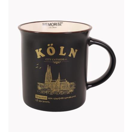 Kaffeetasse mit Köler Dom in schwarz