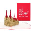 Pop-Up Karte Kölner Dom - rot, Liebe Grüße aus Köln 1