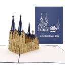 Pop-Up Karte Kölner Dom - blau, Liebe Grüße aus Köln 1
