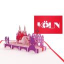 Pop-Up Karte rot, Köln Panorama 1