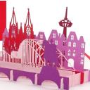 Pop-Up Karte rot, Köln Panorama 3