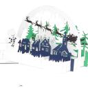 Pop-Up Karte - blau,  Winterlandschaft 3